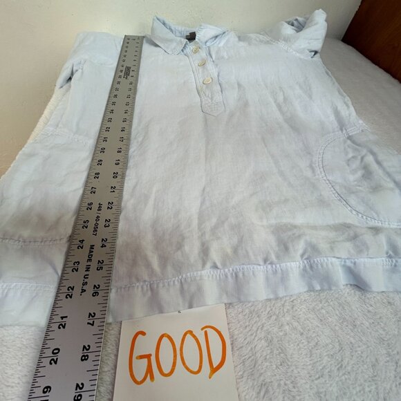 J. Jill Womens Long Sleeve Linen Popover Shirt Blouse Medium Light Blue Casual - Picture 10 of 10